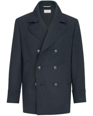 Brunello Cucinelli Double-Breasted Wool Jacket - Blue