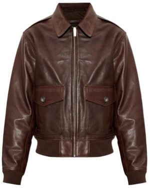 A.P.C. Long-Sleeved Leather Jacket - Brown