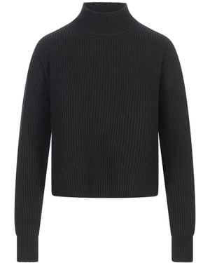 Max Mara Studio Mock Neck Ribbed Jumper - Blue