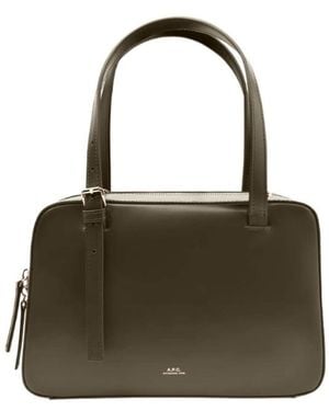 A.P.C. Structured Leather Shoulder Bag - Green