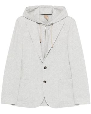 Eleventy Hooded Single-Breasted Blazer - White
