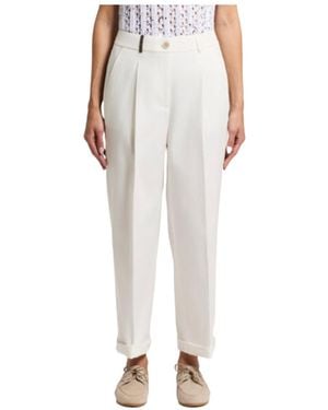 Peserico Cuffed Straight-Leg Pants - White