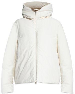 Jil Sander Logo Hooded Down Jacket - White