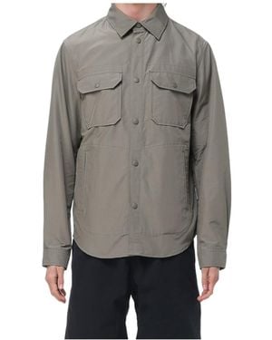 Woolrich Long-Sleeved Curved Hem Overshirt - Gray