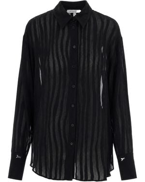 Patrizia Pepe Sheer Dévoré Oversized Shirt - Black