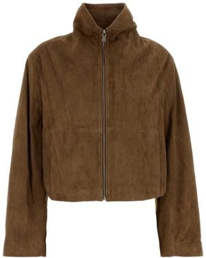 Nour Hammour Long-Sleeve Leather Jacket - Brown