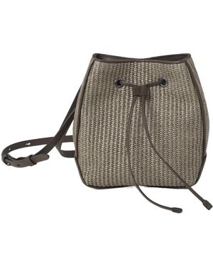 Brunello Cucinelli Monili-Embellished Raffia Bag - Brown