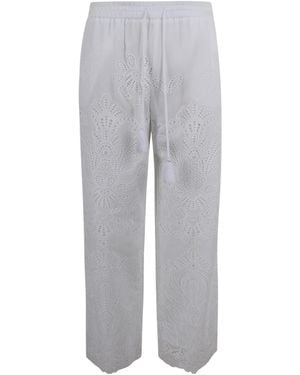 ERMANNO FIRENZE Broderie Wide-Leg Trousers - Grey