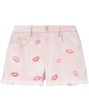 Isabel Marant Isabel Marant Étoile Lesia Frayed Print Shorts - Pink