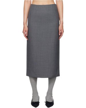 ShuShu/Tong Mélange-Effect Midi Skirt - Grey