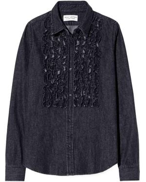 Nili Lotan Denim Ruffle Shirt - Blue