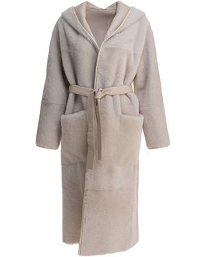 Blancha Hooded Belted Coat - Multicolor