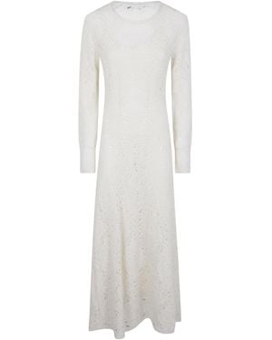 D.exterior Lace Long-Sleeve Dress - White