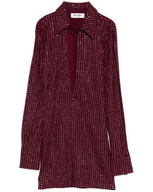 The Attico The Embellished Long-Sleeved Dress - Purple