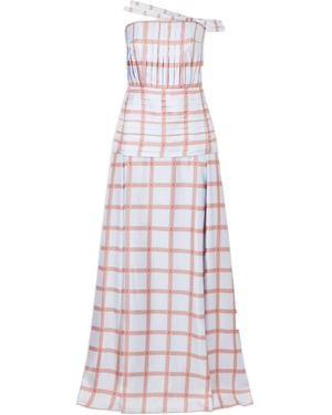 Emilia Wickstead Estella Pleated Checked Silk-Twill Gown - White