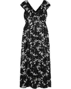 Erdem Garnet Sequined Embroidered Organza Midi Dress - Black