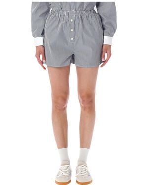 Sporty & Rich Popeline Striped Shorts - Blue