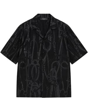 Gucci Equestrian Print Bowling Shirt - Black