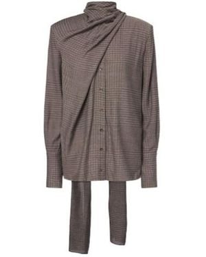 Mugler Scarf-Detail Blouse - Brown