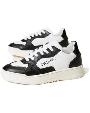 Twinset Colorblock Leather Sneakers - White
