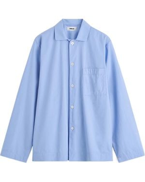 Tekla Poplin Pyjama Shirt - Blue