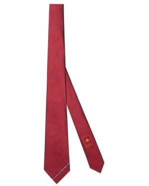 Gucci Silk Tie With Horsebit Jacquard - Red