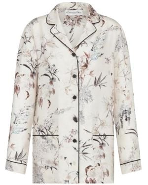 Dior Christian All-Over Floral Printed Button-Up Shirt - Grey