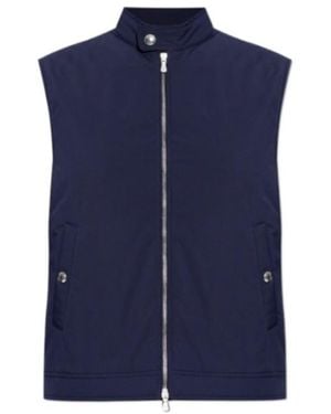 Eleventy Stand Collar Quilted Vest - Blue