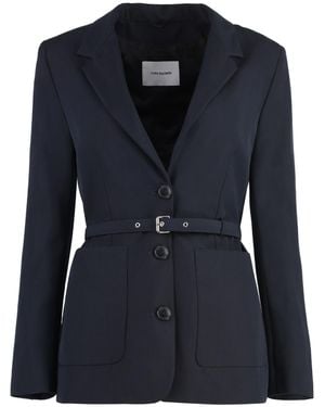 Yves Salomon Belted Three-Button Blazer - Blue