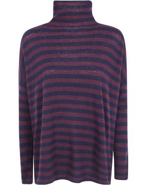 Baserange Base Striped Turtleneck Knitted Sweater - Purple