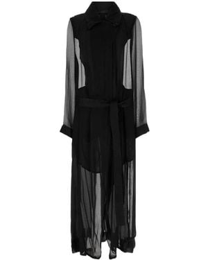 Ann Demeulemeester Silk Crepe Belted Trench Coat - Black
