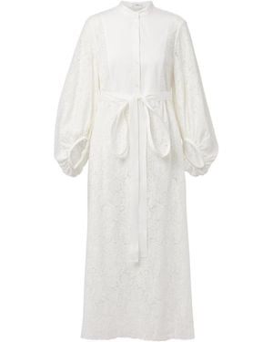 Erdem Embroidered Cotton Lace Midi Dress - White
