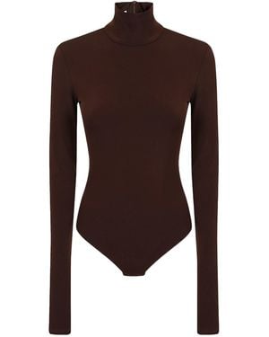 ANDAMANE Ziggy High-Neck Long-Sleeve Bodysuit - Brown
