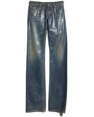 Gucci Cotton Denim Pants With Coating - Blue