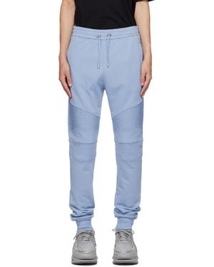 Balmain Logo Printed Drawstring Track Pants - Blue