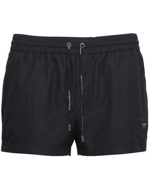 Dolce & Gabbana Logo Patch Swimming Shorts - Blue