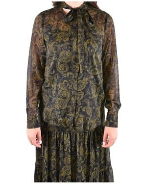 MICHAEL Michael Kors Metallic Paisley Print Tie-Front Georgette Blouse - Multicolor