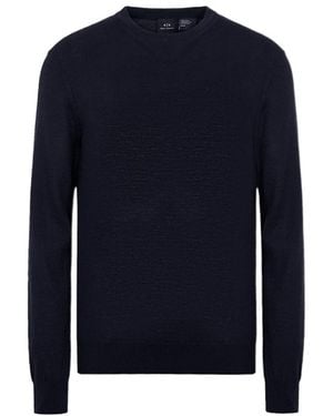 ARMANI EXCHANGE Logo Embroidered Crewneck Jumper - Blue