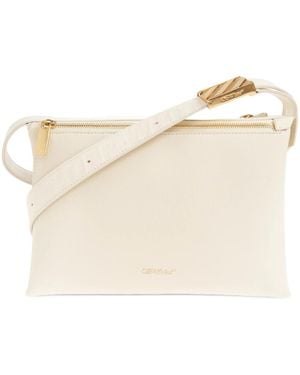 Off-White c/o Virgil Abloh Logo Plaque Zip-Up Shoulder Bag - Natural