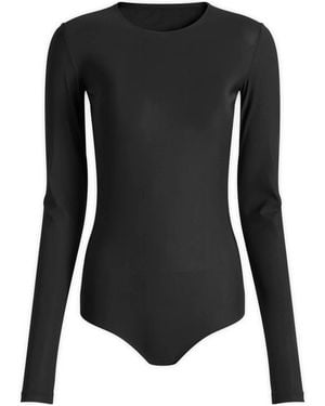 MM6 by Maison Margiela Long-Sleeve Crewneck Bodysuit - Black