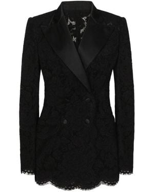 Dolce & Gabbana Double-Breasted Lace Turlington-Fit Jacket - Black