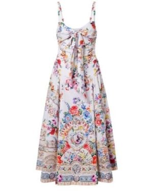 CAMILLA Floral Cotton-Blend Midi Dress - White