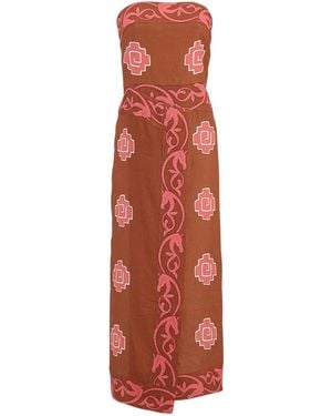 Johanna Ortiz Strapless Linen Dress - Red