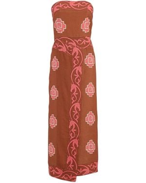Johanna Ortiz Strapless Linen Dress - Red