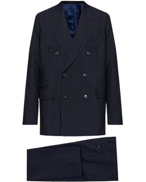 Paul Smith Long-Sleeved Suit Jacket And Trousers Two-Piece Set - Blue