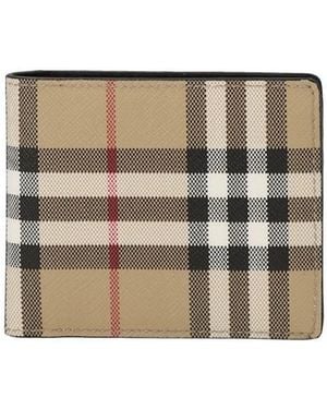 Burberry Checked Bi-Fold Wallet - White