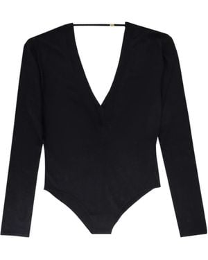 Saint Laurent V-Neck Long-Sleeved Top - Blue