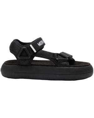 Moon Boot Logo-Strap Platform Sandals - Black