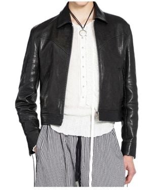 Ann Demeulemeester Long-Sleeve Leather Jacket - Black