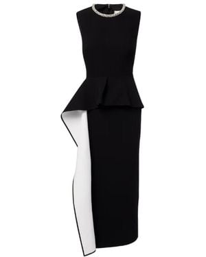 Roland Mouret Embellished Peplum Satin Crepe Midi Dress - Black